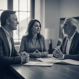 Naym Laseu, asesor de estrategia, conversando con propietarios de una empresa familiar catalana